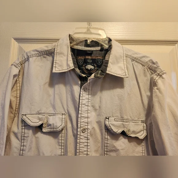 Buffalo Men's Casual Light Gray Button-Up Shirt, Size L - Picture 5 of 9